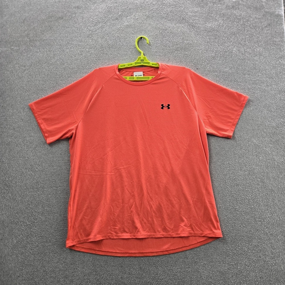 Under Armour Men Shirt XL Orange Embroidered Tech Tee Activewear Logo Loose
